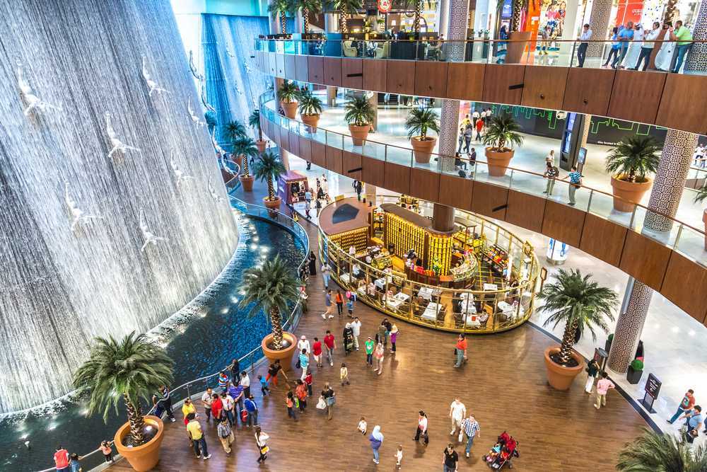 A picture of the Dubai Mall, the world's largest shopping mall located in the Middle East