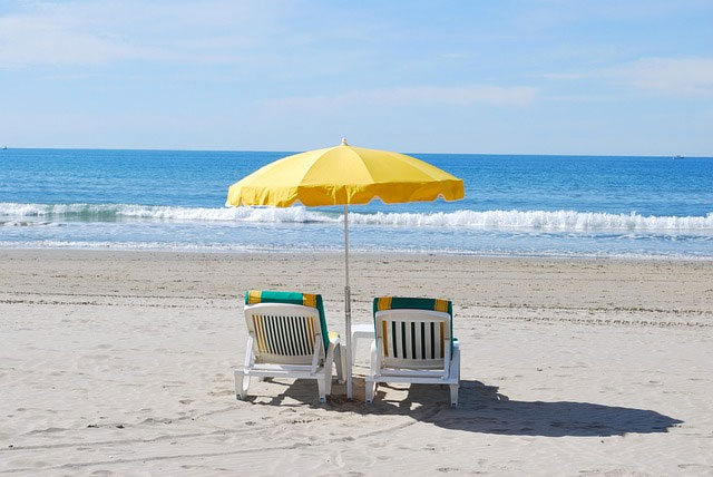 beach, deckchair, holiday