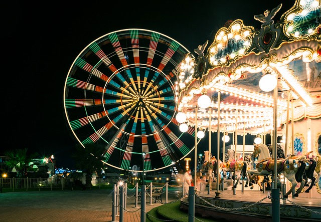 carnival, carousel, ferris wheel