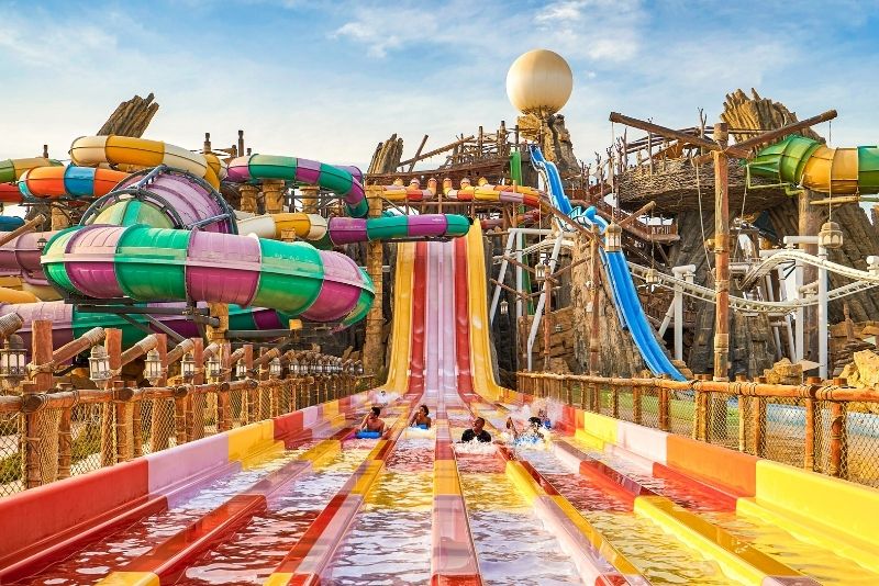 A family enjoying a theme park in Abu Dhabi