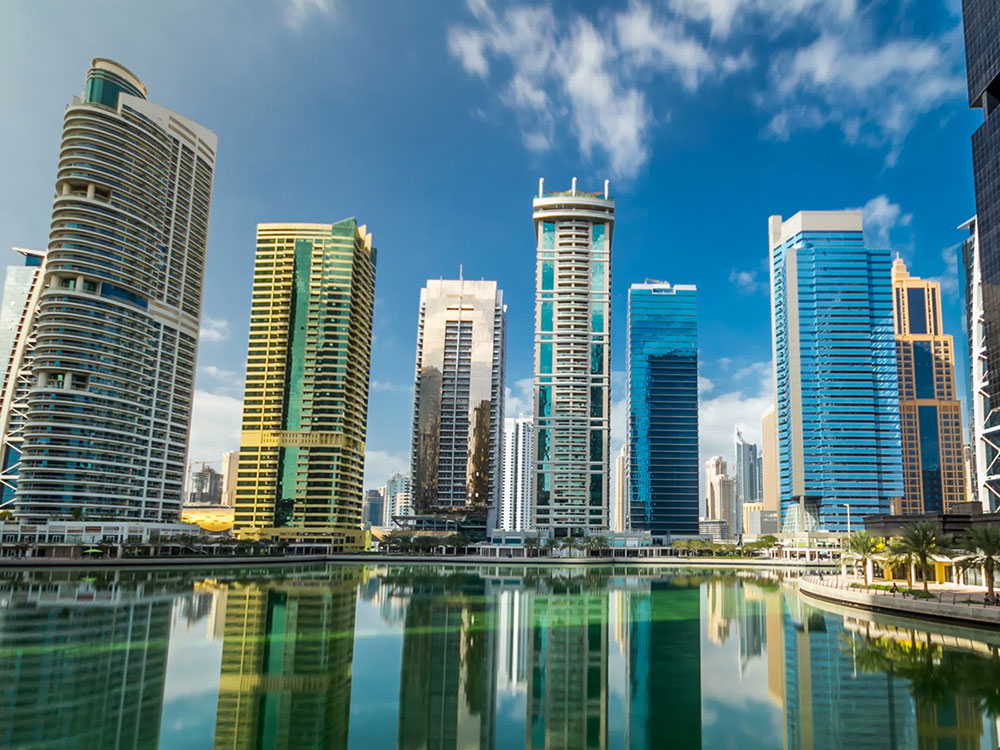 A view of residential buildings in Jumeirah Lakes Towers