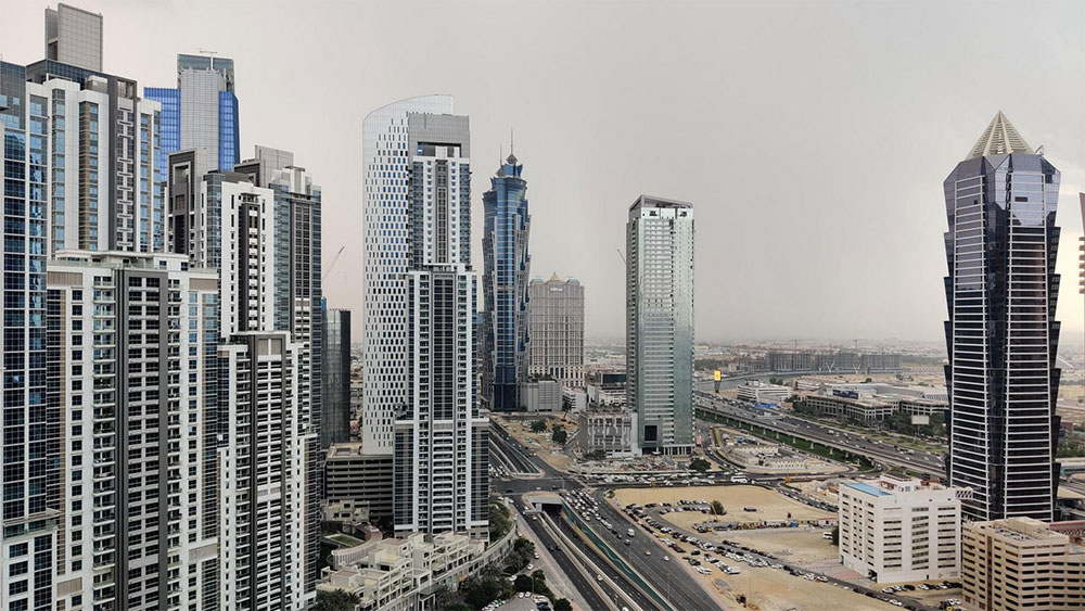 Aerial view of residential towers in Business Bay