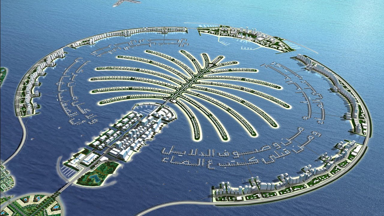 The unique architecture of Palm Jumeirah, an iconic island in the Arabian Gulf