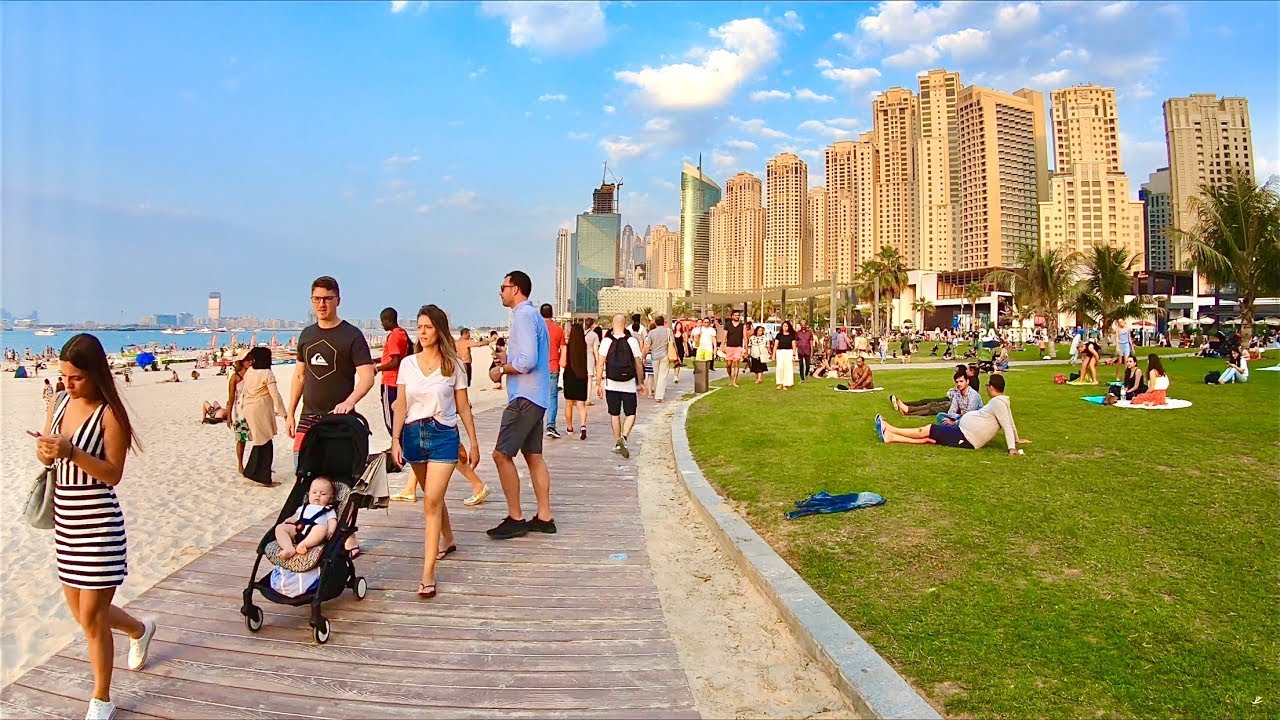 View of JBR Walk and The Beach with its shops and restaurants