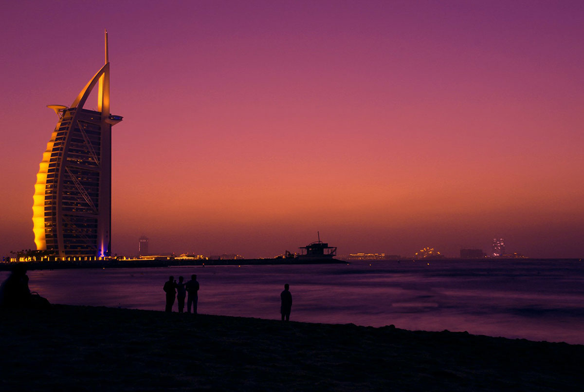 A beautiful sunset at Jumeirah Beach in Dubai